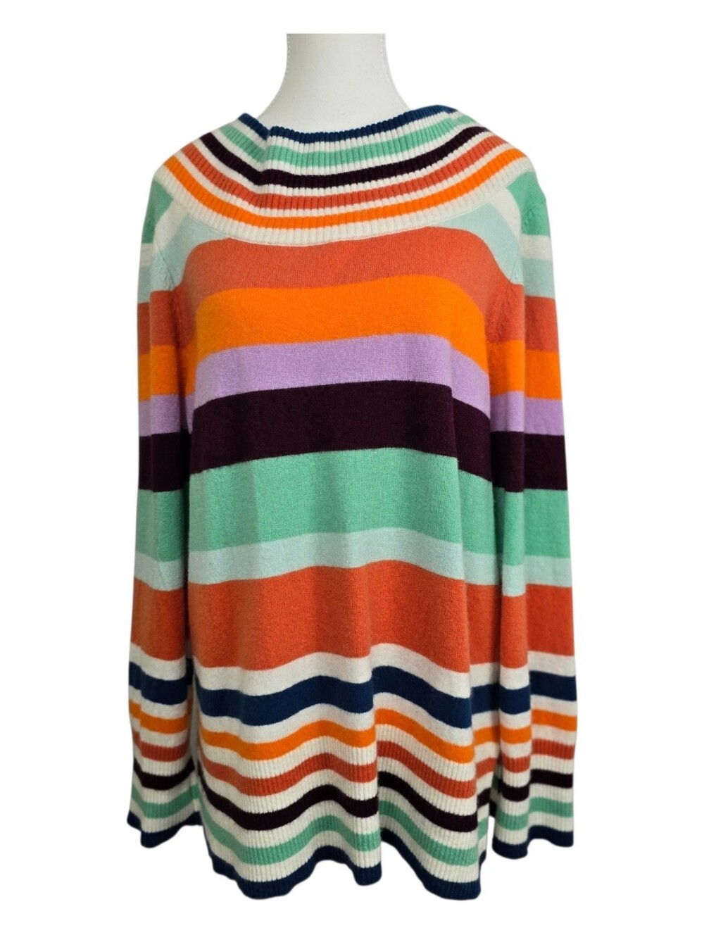 Isaac Mizrahi NY Multicolor Striped Cashmere Wool Blend Sweater XL Cottagecore